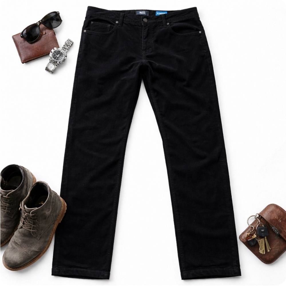 PAIGE Men’s Federal Slim Straight Pant in Black Corduroy Size 33 x 32